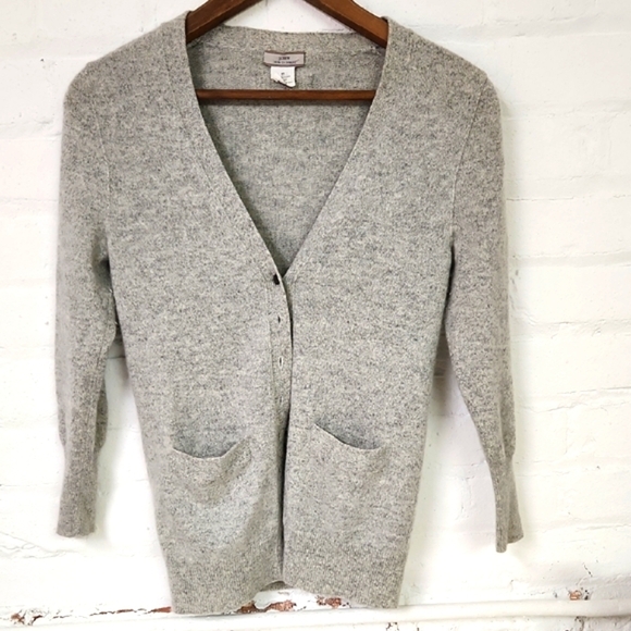J. Crew Sweaters - J. Crew Light Gray V‑Neck Pocket Cardigan